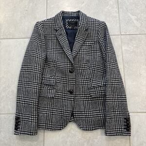 Women's Black and White Plaid Blazer